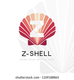 Seashell logo with Z letter silhouette. Vector symbol with character element.