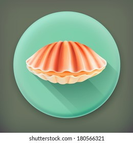 Seashell, long shadow vector icon