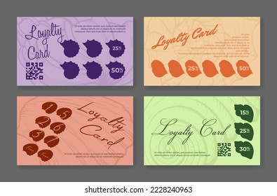 Tarjeta de fidelización de conchas recolectan sellos adhesivos para la ilustración libre de vector set. Playa submarina acuática animales exóticos diseño cupón cupón cupón descuento bono promocional comercial garantía de descuento
