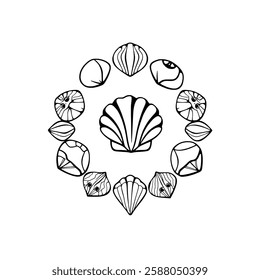 Seashell Mandala: A Serene Coastal Design. Perfect for summer beach vibes, ocean lovers, and nature enthusiasts. This artwork evokes peace and tranquility.