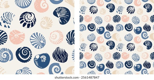 Seashell Marine Life Sea Underwater Seamless Pattern Vector Illustration