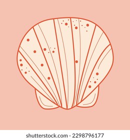 Seashell marine object. Vector seashells on pink background