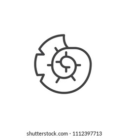 Seashell nautilus outline icon. linear style sign for mobile concept and web design. Fossil shell simple line vector icon. Symbol, logo illustration. Pixel perfect vector graphics