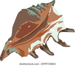 seashell with nice pearly colours in flat design vector illustration