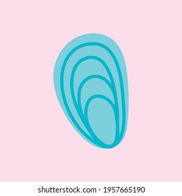 Seashell on light background. Marine icon in cartoon style. Summer vector illustration