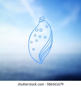 Seashell on sea background. Vector illustration. Beach concept for restaurant menu card, ticket, branding, logo label. Black and white