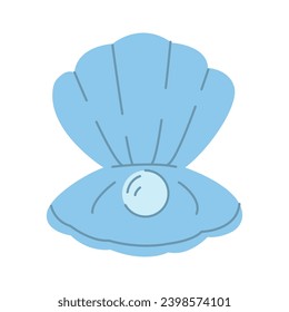 seashell. open shell with pearls. open sea shell  flat graphics.