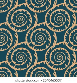 Conchas marinas. Elemento de patrón decorativo ornamental. Textura sin costuras. Ilustración vectorial. 