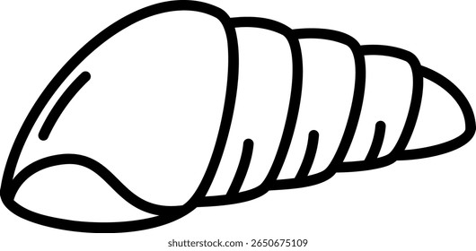 Ícone de Contorno de Concha, Ilustração da Vida Marinha