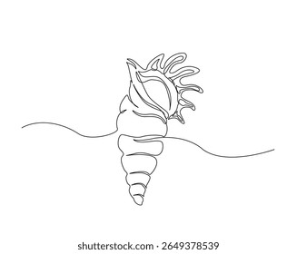 seashell outline illustration. Continuous line drawing of sea shell.