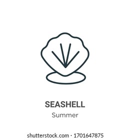 Seashell outline vector icon. Thin line black seashell icon, flat vector simple element illustration from editable summer concept isolated stroke on white background