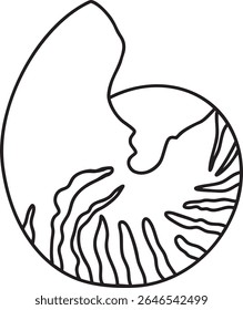 Seashell outline vector illustration Hand-drawn art line Great for coloring book, greeting cards, educational material, kids party invitations	
