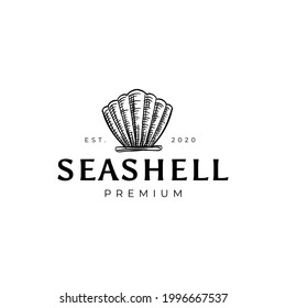 Seashell Oyster Drawing Logo Vintage Hipster Vector Illustration Template Icon