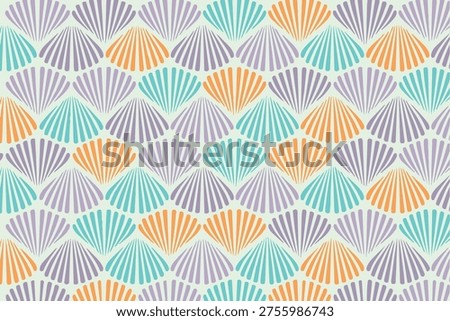 Seashell Pattern Aquatic Beach Ocean Sea Marine Shell Blue Purple Orange Tropical Coral Coastal Maritime Vector Print Shells Background