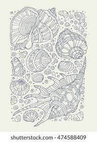 Seashell pattern background. Vector illustration