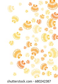 Seashell pattern, marine conch repeating vector background. Bivalve mollusk cockleshell, oceanic sea shell seamless textile pattern. Scallop fabric, beach symbol.  