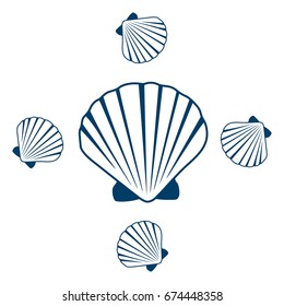Seashell pattern, marine conch vector. Bivalve mollusk cockleshell, oceanic sea shell pattern.