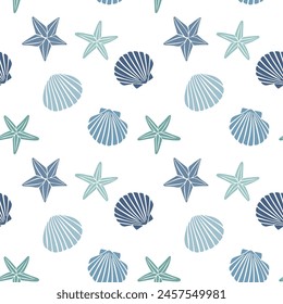 Seashell pattern repeat starfish coastal pattern repeat beach ocean repeat vector file