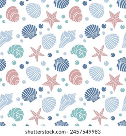 Seashell pattern repeat starfish coastal pattern repeat beach ocean repeat vector file