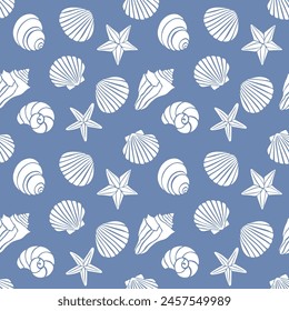 Seashell pattern repeat starfish coastal pattern repeat beach ocean repeat vector file
