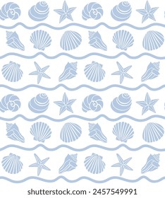 Seashell pattern repeat starfish coastal pattern repeat beach ocean repeat vector file