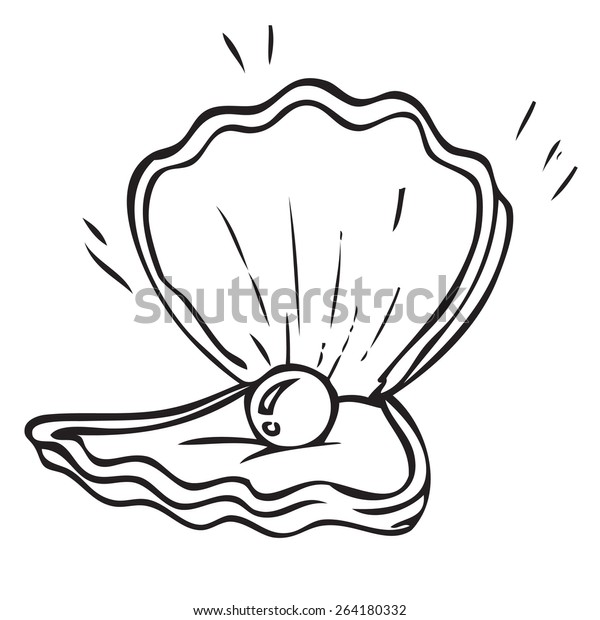 Seashell Pearl Doodle Stock Vector (Royalty Free) 264180332