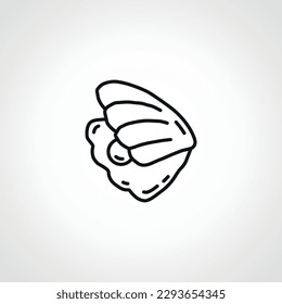 seashell with pearl line icon. sea perl outline icon