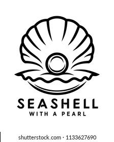 Seashell With Pearl Outline Icon