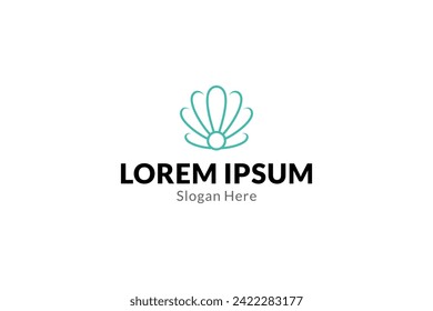 seashell with pearl outline icon logo design