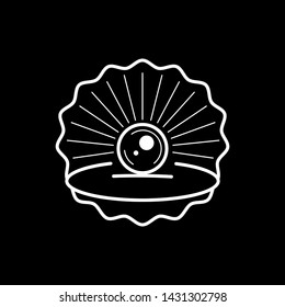 Seashell With Pearl Outline Icon Ready For Your Design, Greeting Card, Banner