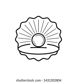 Seashell With Pearl Outline Icon Ready For Your Design, Greeting Card, Banner