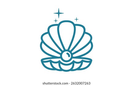 concha com pearl outline ícone vetor modelo
