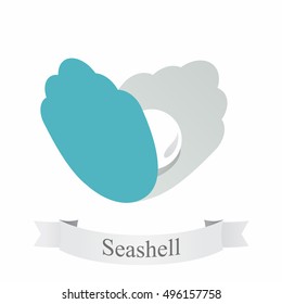 Seashell. Pearl oyster. Vector icon