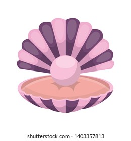 Seashell with pearl vector design illustration isolated on white background