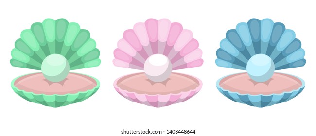 Seashell with pearl vector design illustration isolated on white background