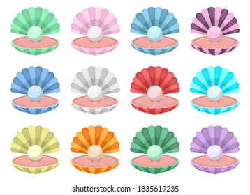 Seashell with pearl vector design illustration isolated on white background