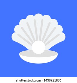 Seashell with pearl vector, tropical related flat design icon