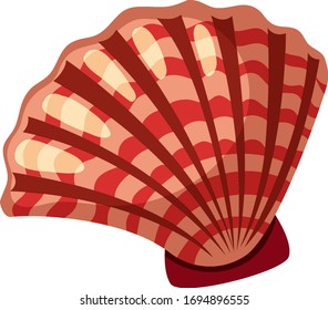 Seashell in red color on white background illustration