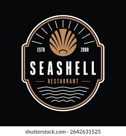 Seashell Restaurant Logo Design Concept Vintage Retro Label Sjabloon