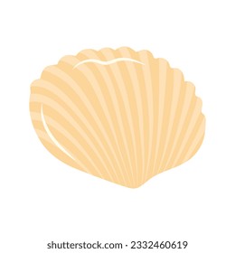 Seashell. Scallop. Cartoon flat illustration isolated on white background.