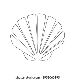 Seashell scallop. Continuous one line drawing of an oyster mollusk. Modern minimalist badge icon or logo. Sea shell mascot concept for fresh seafood icon. Vector illustration