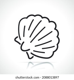 icono de la línea de la concha o de la vieira