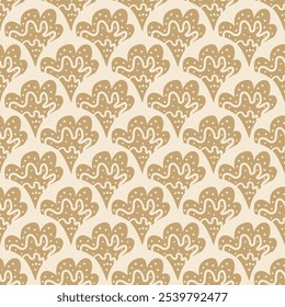 Seashell scallop seamless pattern. Nursery beach endless background. Childish repeat ornament. Vector hand drawn illustration.