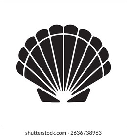 Seashell Scallop Silhouette Icon – Marine Beach Shell Vector