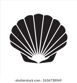 Seashell Scallop Silhouette Icon – Marine Beach Shell Vector