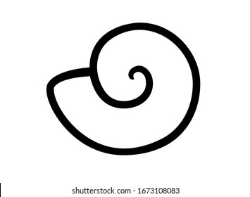 Seashell. Sea small seashell - vector linear pictogram or logo. Shellfish from the ocean in a shell - vector icon for logo. Outline. Picture for coloring.