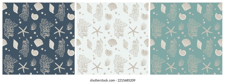 Seashell seamless pattern background Vector Image