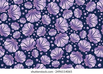 seashell seamless pattern with hologram colors