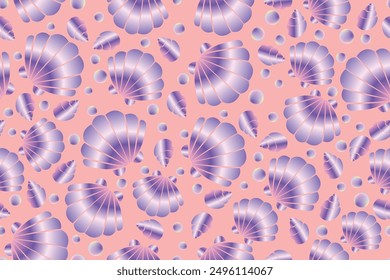 Modelo inconsútil de la concha de mar con los colores del holograma