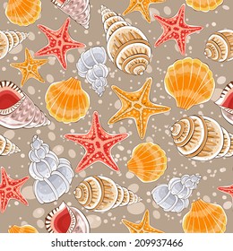 Seashell seamless pattern - illustration